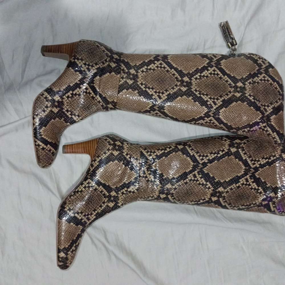 Bandolino Brown Snakeskin Heeled Boots